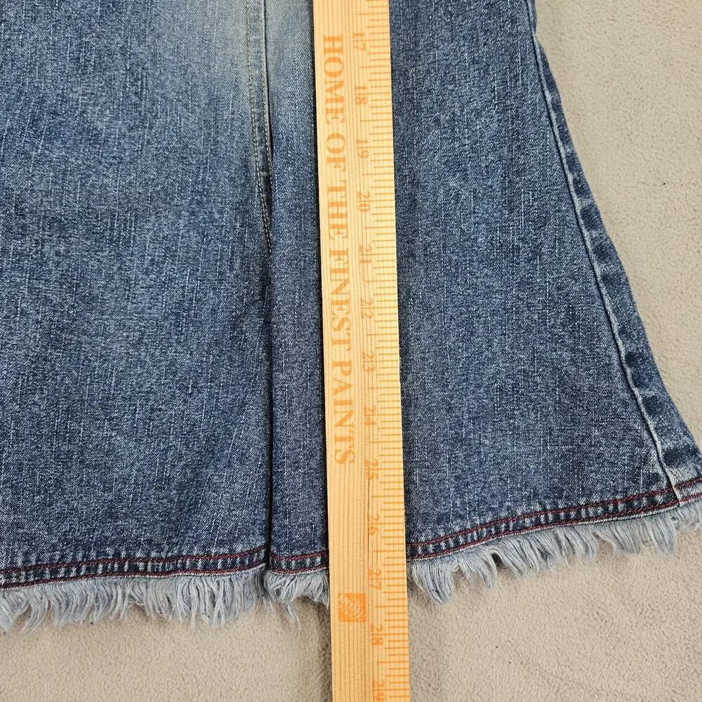 Vintage Quizz New York Denim‎ Skirt 9/10 Frayed Hem Midi Skirt Preppy Y2K Grunge